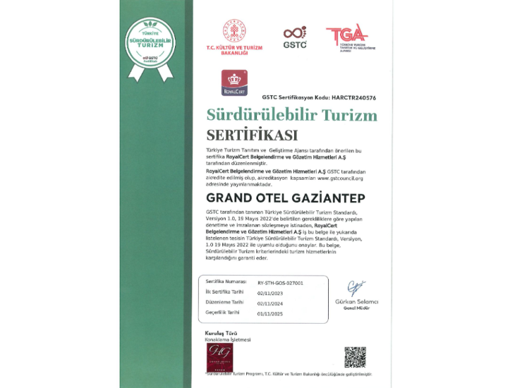 Sürdürülebilir Turizm Sertifikası